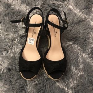 NWT Strap & Open Toe Wedge Heels